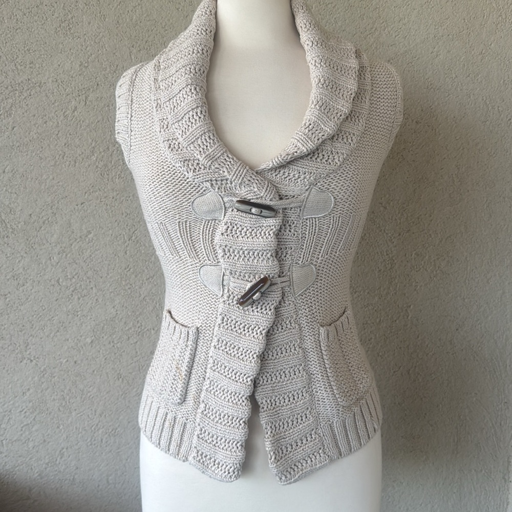 Girls Kaisely Cream Open-Front Sweater Vest